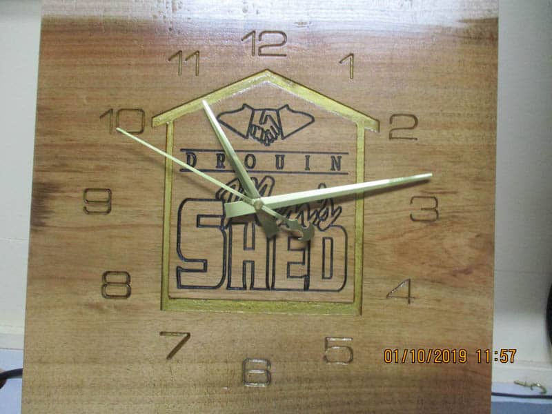 Drouin Mens Shed wooden clock